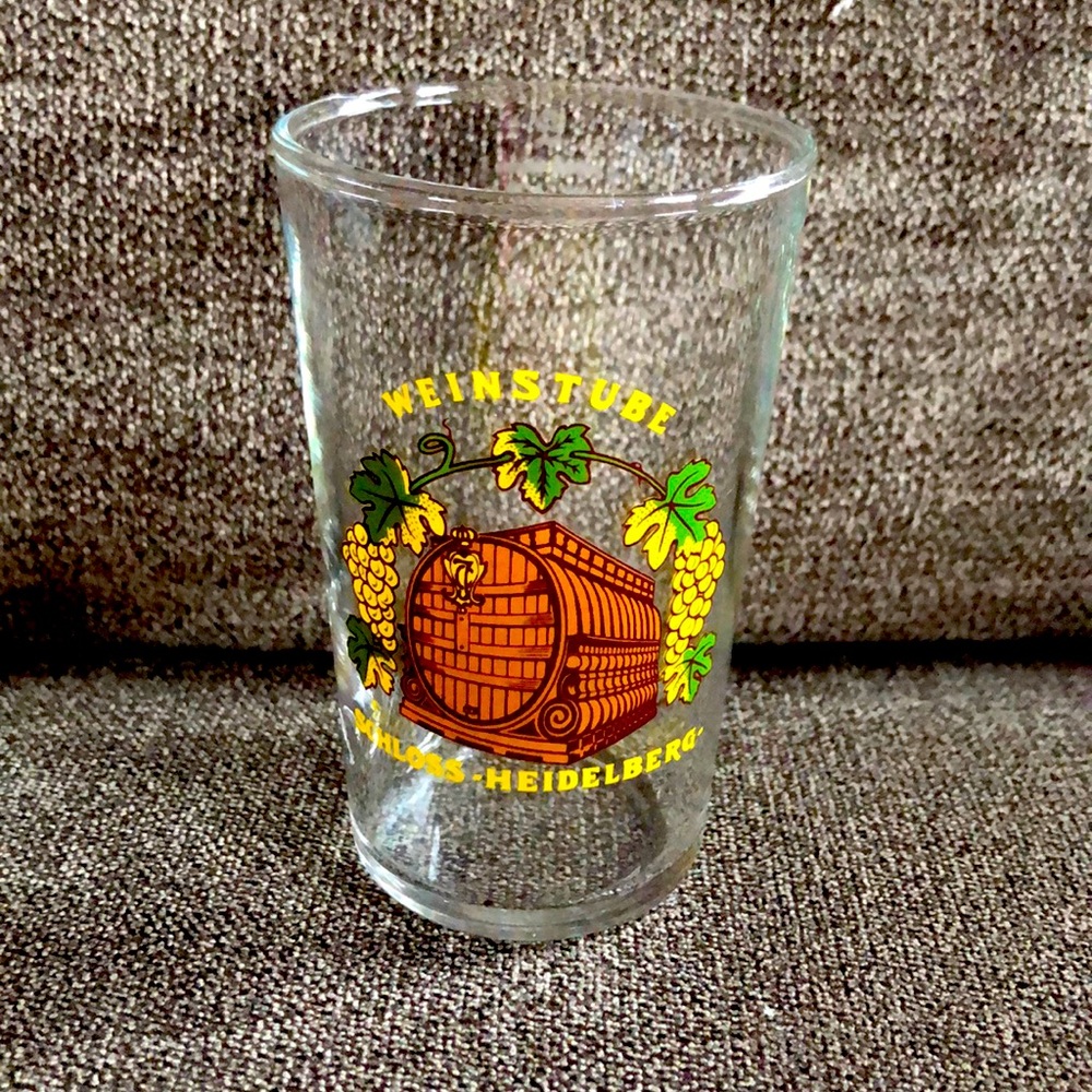 German Shot Glass Winstube Schloss Heidelerg Beer .1L Vintage Grapes Germany